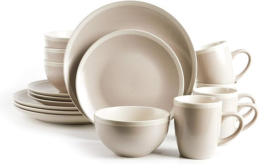 Rock Ridge Speckled Stoneware Dinnerware Set (16pc Set, Sands and Ivory)