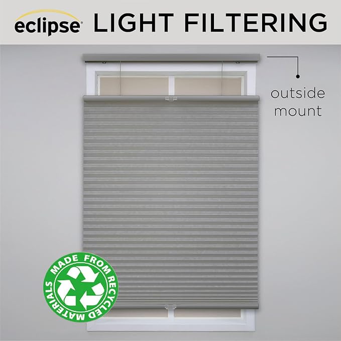 Eclipse Blackout Top Down Bottom Up Cellular Shades - Cordless Window Covering for Home or Office, Energy-Saving Light Filtering Shades, Easy Lift System - White, 33 W x 84 L