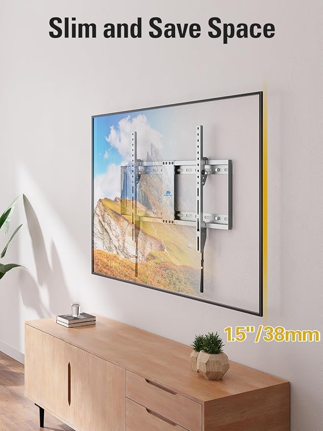 Mounting Dream TV Wall Mount for Most 37-75 Inch Televisions, Universal Tilt TV Mount Fits 16", 18", 24" Studs, Max VESA 600x400mm, 132lbs, Low Profile Flat Wall Mount Bracket, MD2968-LK