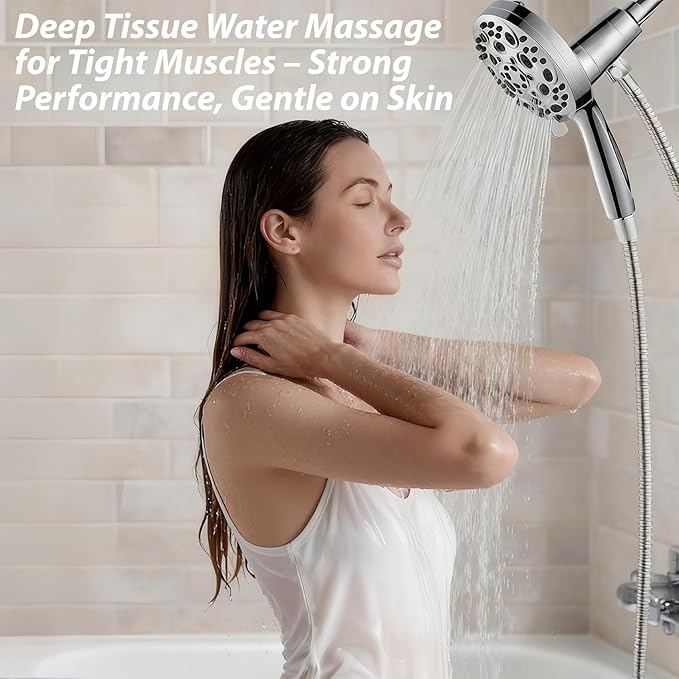 Filtered Handheld Shower Head with Chlorine Filter - 10 High Pressure Spray Modes, Magnetic Mount, 71-Inch Hose, Water Saving & Easy Install (All Chrome)