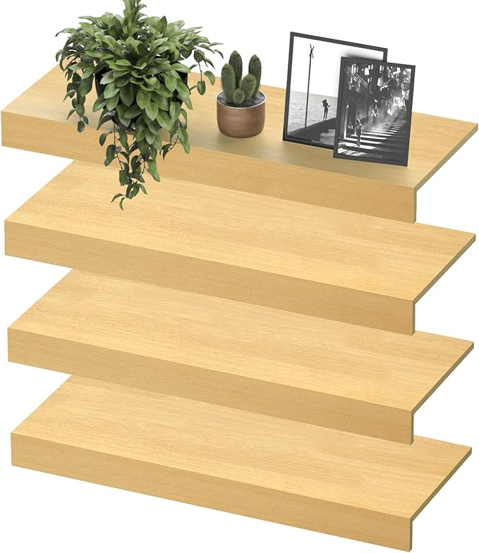Wooden Wire Shelf Covers for Pantry & Closet – Wire Rack Covers for Shelves, Durable Wood Shelf Covers for Kitchen, Laundry Room, Storage Organization(Yellow Oak,24in*12in)