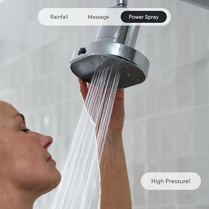 Qure Shower Filter Head for Hard Water, healthier Hair, Skin & Nails, Reduces 99% Chlorine, High Pressure Showerhead, Improve your Beauty and Skincare Routine, Dermatologist-approved - Black