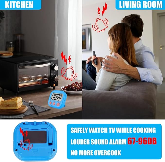 20 Pack Small Digital Timers, Timer for Kids, Magnetic Back and ON/Off Switch, Minute Second Count Up Countdown Kitchen Timers, Suitable for Cooking, Egg, Classroom, Teacher, Exercise, Study, Oven