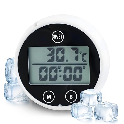Ice Bath Thermometer, Cold Plunge Floating Thermometer with Timer, Waterproof Floating HD Display Timer, for Ice Baths, Hot Baths
