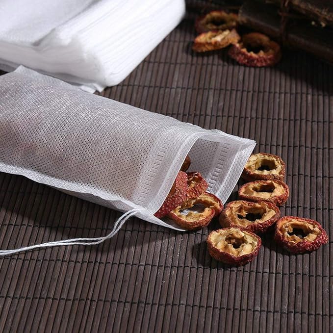 TamBee 100Pcs 5.9" x 7.87" Disposable Drawstring Tea infusers Tea Filter Bags for Loose Tea Herbs Spice Bags for Brew Tea Cold Brew Coffee（ 5.9" x 7.87" /15 x 20cm） (100)