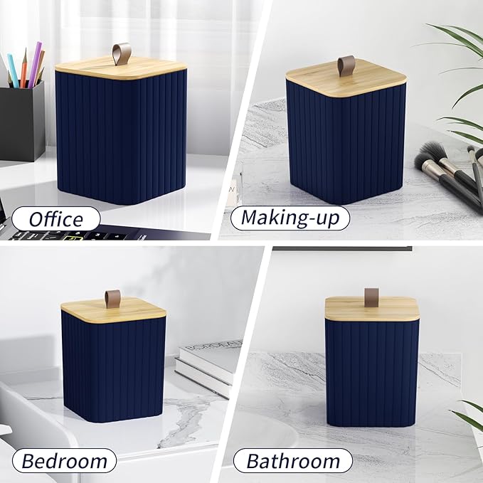 Bathroom Accessory Set - Navy Blue Bathroom Set, 12PC Bathroom Accessories Set, Blue Bathroom Accessories Set, Mini Trash Can, Toilet Brush, Trash Can & Soap Dispenser
