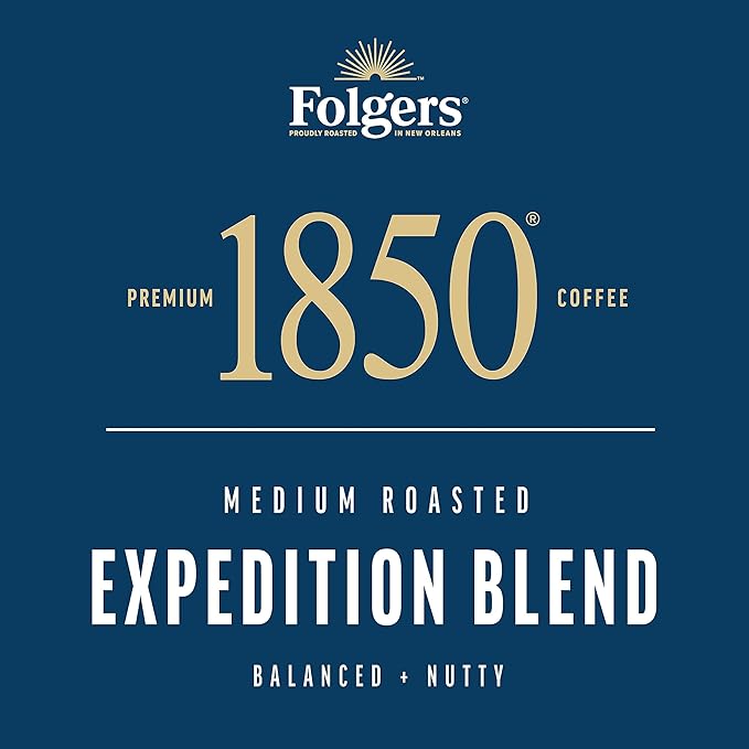 1850 by Folgers Pioneer Blend Medium Roast Coffee,10 Keurig K-Cup Pods