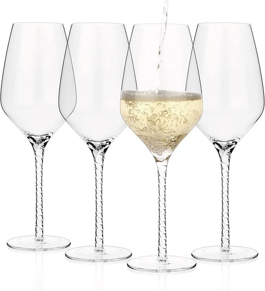 LUXBE - Wine Crystal Glasses 19-ounce, Set of 4 - Red or White Wine Large Glasses - 100% Lead-Free Glass - Pinot Noir - Burgundy - Bordeaux - 550ml