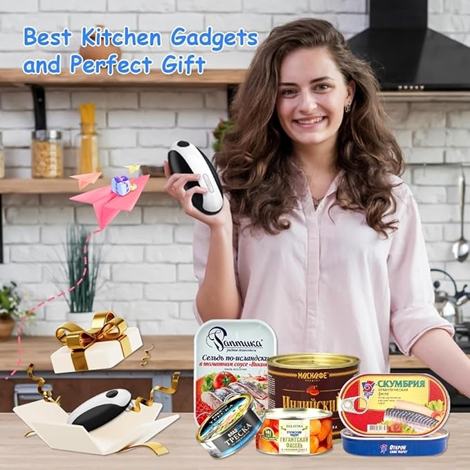 Rechargeable Electric Can Opener, Automatic Can Opener, Fast Speed & Smooth Side, Handheld Tin Jar Kitchen Tool Enduring Tin Jar Opener Kitchen Tool for Weak Hands, Seniors
