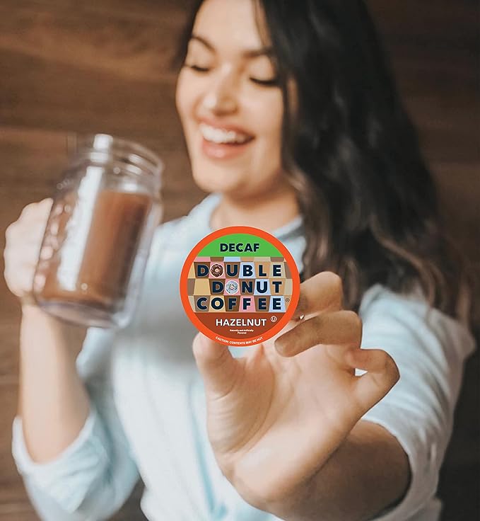 Double Donut Hazelnut Medium Roast Flavored Decaf Coffee Pods for Keurig K-Cup Makers from Double Donut, 96 Capsules