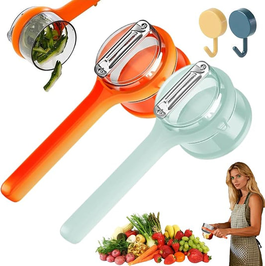2026 New Peeling Knife with Storage Box, Vegetable Peeler with Container, Fruit & Vegetable Peeler with Catcher, Double-Sided Stainless Steel Multi-Function Kitchen Peele (2Pcs-a)