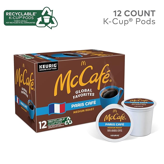 McCafe Paris Café, Single Serve Coffee Keurig K-Cup Pods, Medium Roast Coffee, 12 Count