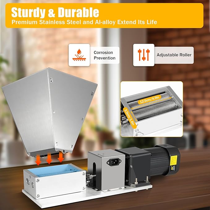 4.23QT Electric Grain Mill Grinder, 110V Flour Mill Grinder for Home, Stainless Steel Powder Machine for Dry Grains, Coffee, Corn