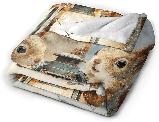 Squirrel Blanket Gifts for Girls Boys Christmas Winter Throw Blankets Cozy Plush Fleece Flannel Fuzzy for Women Men Decor 80"X60"
