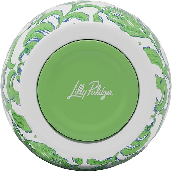 Lilly Pulitzer 12 Oz Insulated Tumbler with Lid, Yellow/Green Stainless Steel Travel Wine Glass, Double Wall Metal Cup (Daffodil Hill)