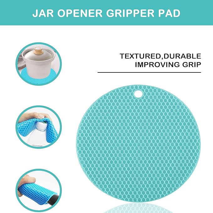 Jar Opener for Weak Hands, Seniors with Arthritis, 5 in 1 Multi Function Bottle Opener Lid Opener For Arthritic Hands with Non Slip Rubber Jar opener Gripper Pad and Corkscrew Wine Opener(BLUE)
