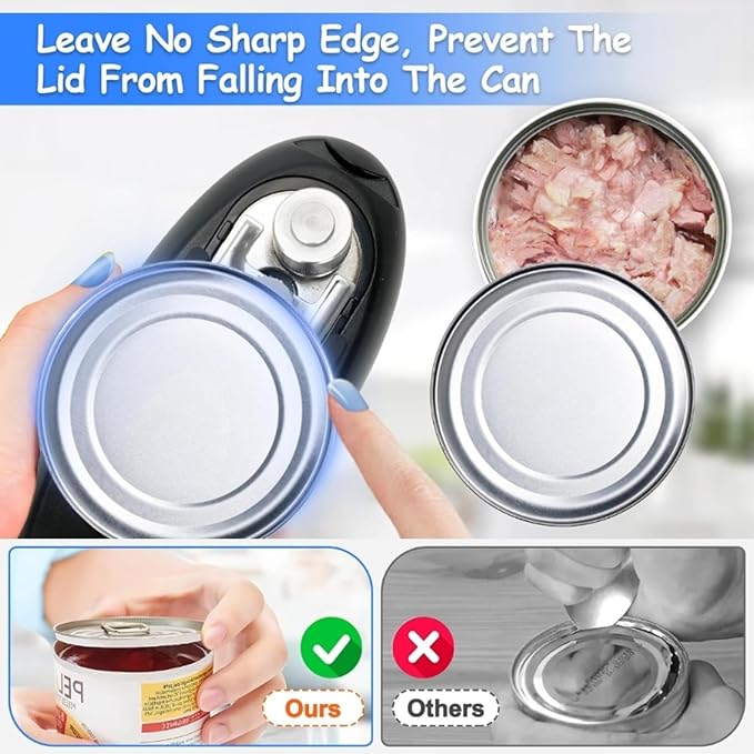 Rechargeable Electric Can Opener, Automatic Can Opener, Fast Speed & Smooth Side, Handheld Tin Jar Kitchen Tool Enduring Tin Jar Opener Kitchen Tool for Weak Hands, Seniors