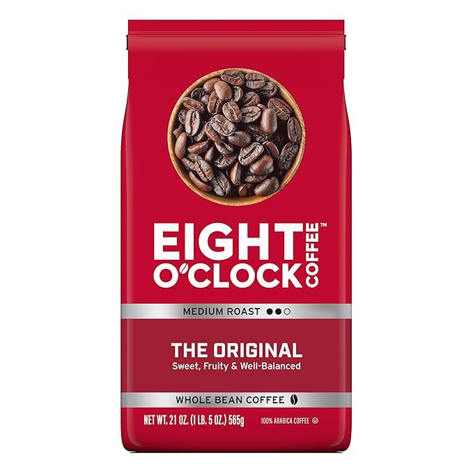 Eight O'Clock Coffee The Original, 21 Ounce (Pack of 1) Medium Roast Whole Bean Coffee, 100% Arabica, Kosher Certified