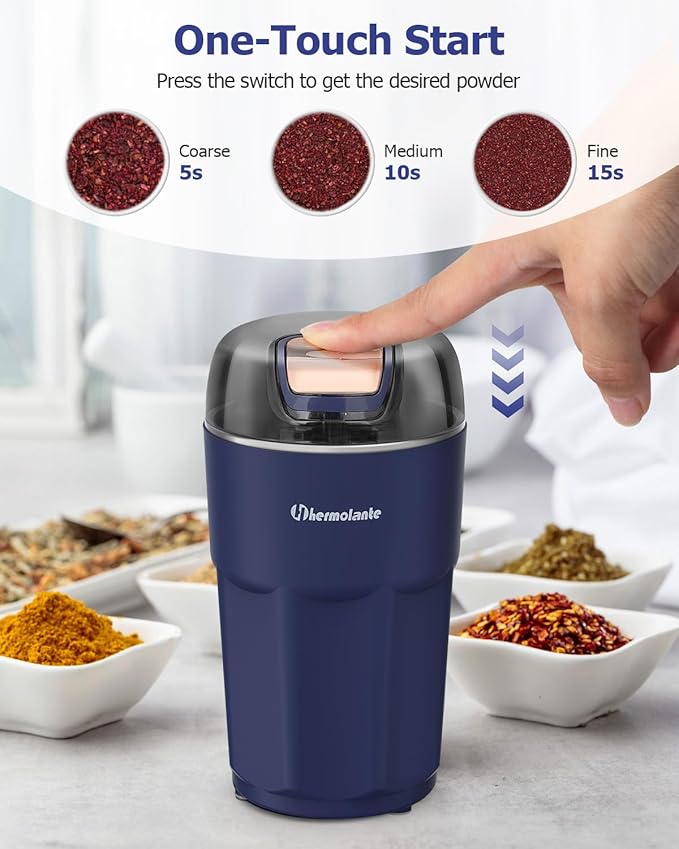 Herb Spice Grinder, One-key Electric Grinder with 304 Stainless Steel Blades and Cleaning Brush, Electric Grinders for Herb, Spices, Coffee, Nuts, Seeds,etc.