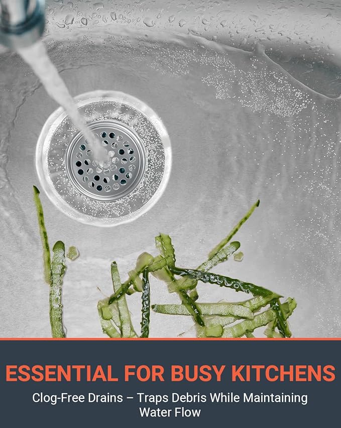 3-1/2 Inch Commercial Sink Strainer - 304 Stainless Steel Clog-Free Drain Cover, Precision Fit for 3.5" Drains & 3 Compartment Sinks, Heavy-Duty for High-Volume Kitchens (3-Pack)