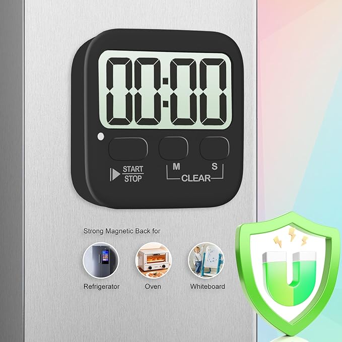 Antonki 2 Pack Digital Timer for Kids, Magnetic Countdown Kitchen Timers for Cooking, Egg, Classroom, Teacher, Exercise, Study, Oven - Battery Included