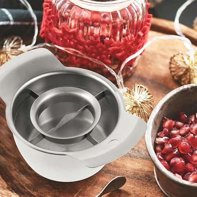 304 Stainless Steel Pomegranate Peeling Tool, Pomegranate Deseeder, Pomegranate Deseeder Tool, Includes Cutter, Bowl, And Wooden Hammer for Easy Deseeding, for Home Kitchen (1PC)