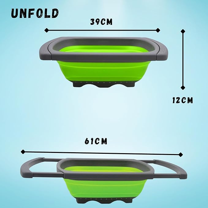 Collapsible Colander Set,Premium Food Grade Silicone Folding Strainers with Handles Space Saving Colanders for Draining Pasta,Vegetables & Fruits,Ideal for Kitchen & Travel (1pc)