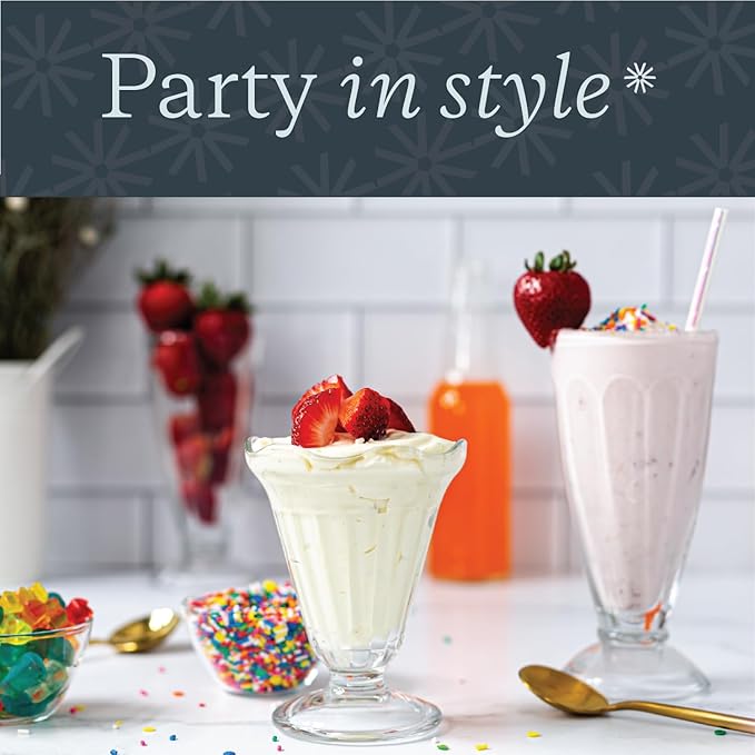Vikko Glass Footed Ice Cream Cups, Set of 6 MIlk, 7.5 Ounce Milkshake Glasses, Footed Ice Cream Cups, Thick and Durable Parfait Glasses, Ice Cream Bowls, Dishwasher Safe Sundae Glasses
