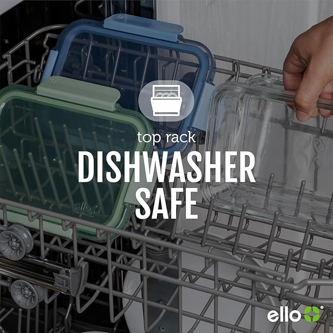 Ello Color Lock 8PC Mixed Glass Food Storage Sets, Leak-Proof Glass Food Storage Containers with Airtight BPA-Free Plastic Lids, Dishwasher, Microwave, and Freezer Safe, Purple Rain