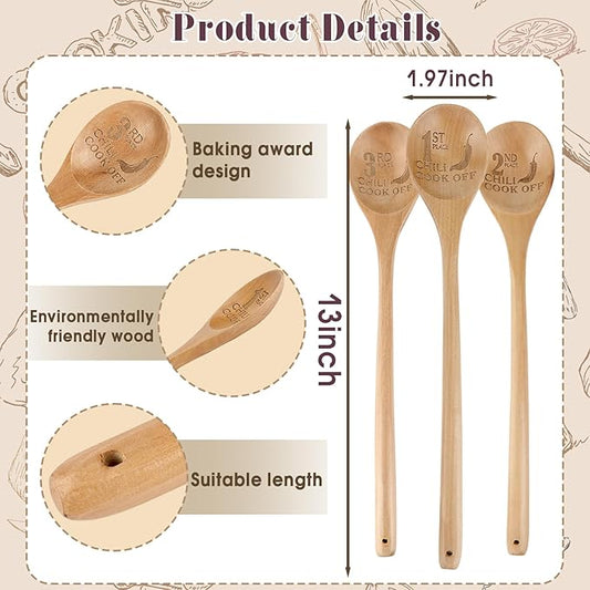 3Pcs Wooden Cooking Spoons, Wooden Kitchen Utensil Large Wood Spoon for Cooking Serving Mixing, Heat Resistant Cooking Utensils for Nonstick Cookware