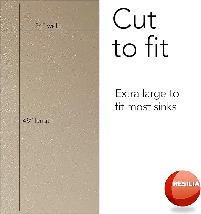 RESILIA Premium Under The Sink Mat- Large Universal Size, Cut to Fit Cabinets, Shelf & Drawer Liners, Thick Plastic Orange Peel Surface, 24 x 48 inches, Beige/Tan, Made in The USA
