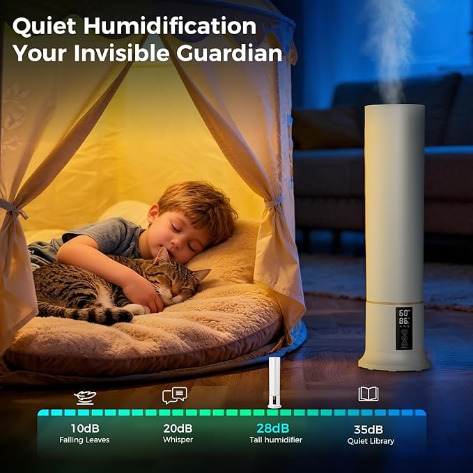 Humidifiers for Bedroom 9L Cool Mist with Essential Oil Diffuser, Humidifier Large Room, 24dB Quiet Air Humificador fit Baby Nursery & Plants, 360° Adjustable, Easy Fill & Cleaning