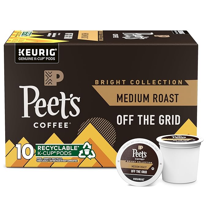 Peet's Coffee, Medium Roast Keurig K-Cup Pods - Off The Grid 10 Count (1 Box of 10 Pods)