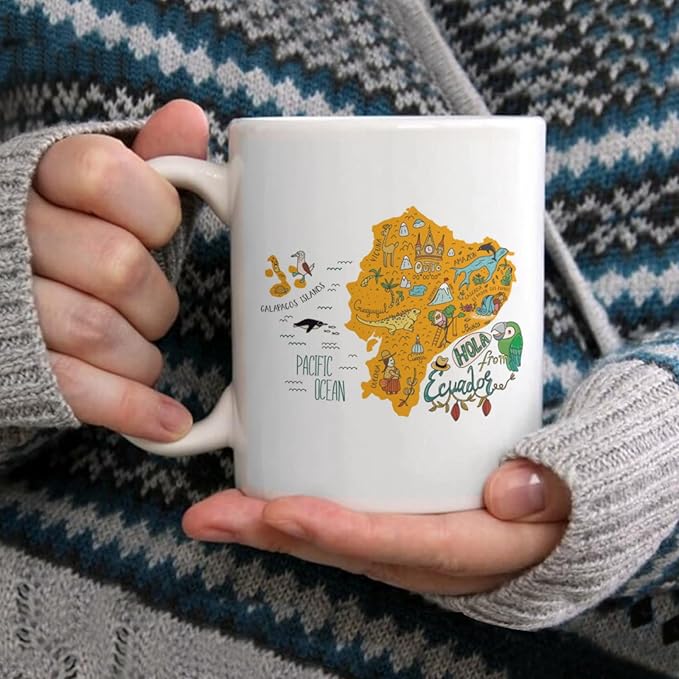 Coffee Mugs Ceramic Latte Mug with Handle Map Print 11 OZ for Men Women for Latte Cappuccino Cocoa Milk Dishwasher & Microwave Safe