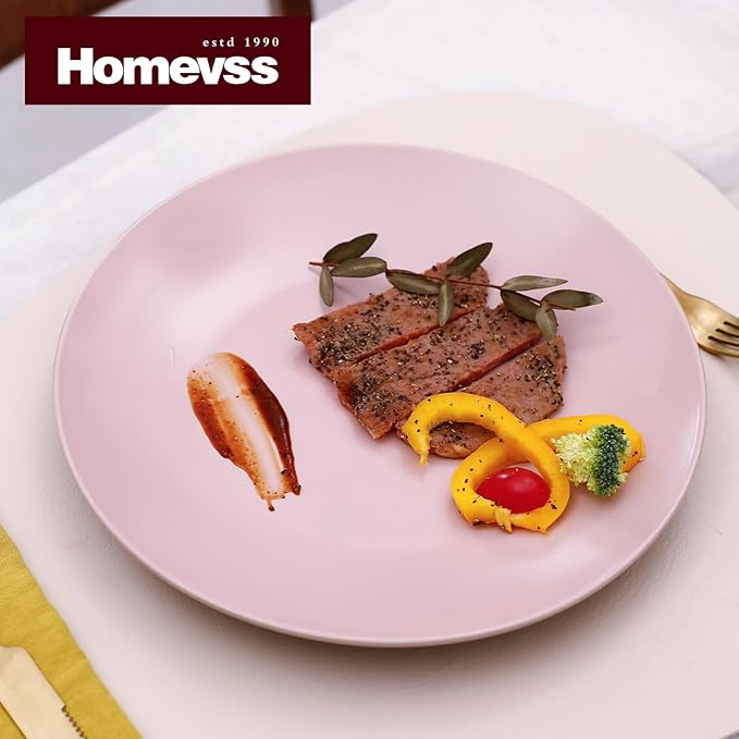 Stoneware Two-Tone Colors Life 12pc Dinner Set，Outside Shiny Black + Inside Matte Glaze Rose