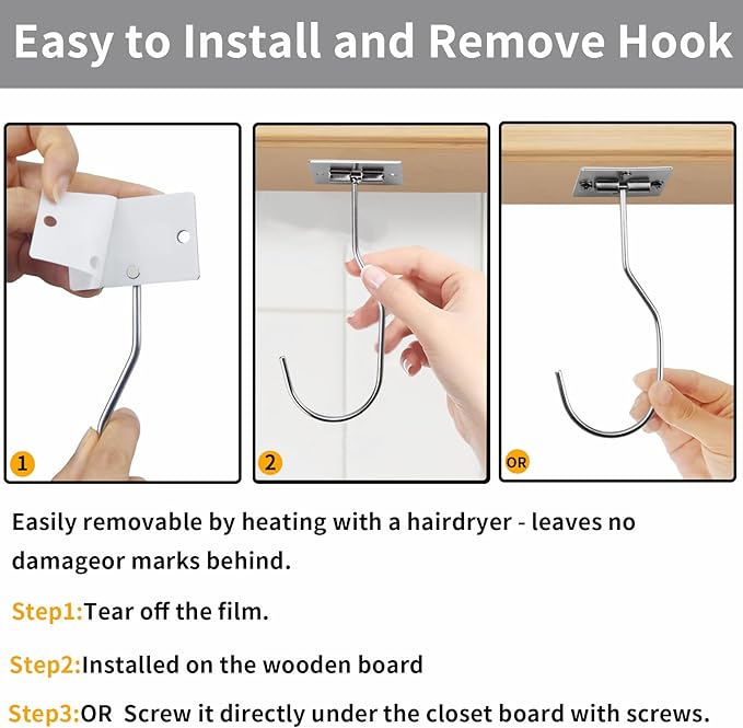 Self-Adhesive Banana Hooks, Foldable Magnetic Hanger Under Cabinet, Sturdy Metal Banana Holder for Kitchen, Space-Saving Design to Keep Bananas Fresh 3 Pieces Silver