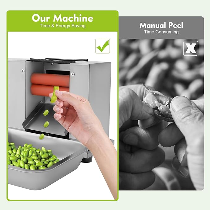Electric Sheller Machine, 100-240V Semi Automatic Bean Pea Sheller, 22.05lbs/h 100rpm Commercial Bean Pea Peeler, Stainless Steel Home Peeling Bean Machine for Hotel Restaurant Kitchen