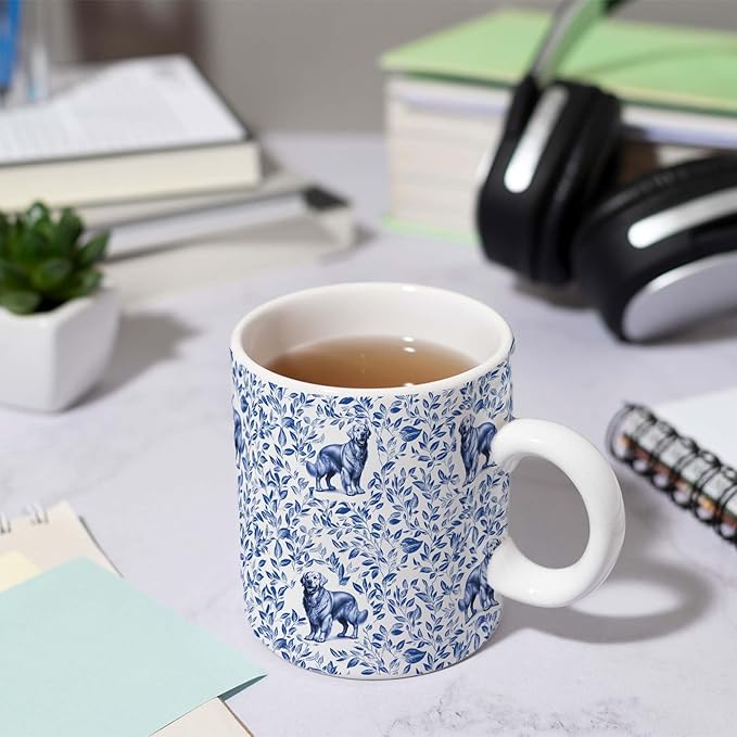 Golden Retriever Blue French Toile Coffee Mug, Golden Retriever Lover Gifts for Women, Blue Toile Coffee Cup for Goldens Mom, Birthday Gifts for Dog Mom, Dog Dad, 11 oz