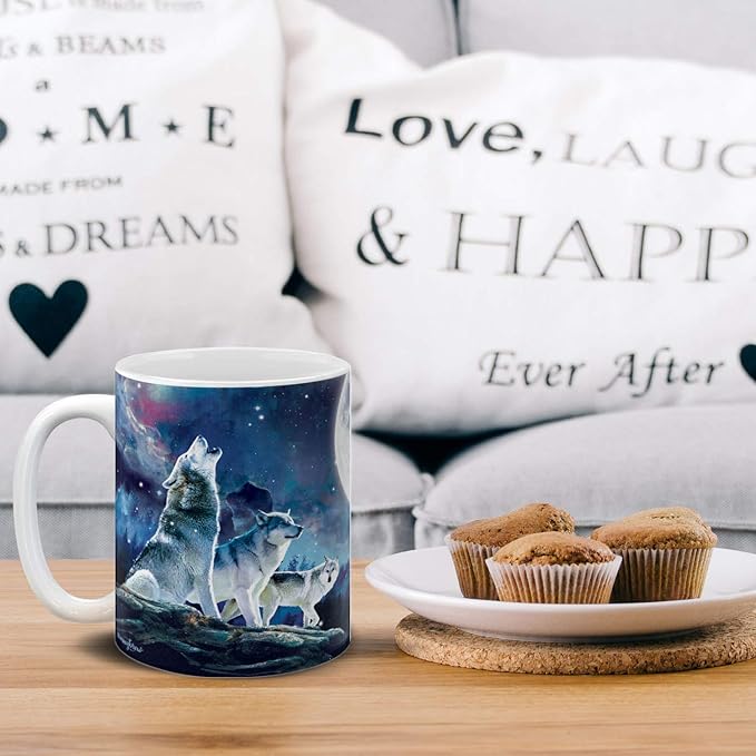 MUGBREW Wolf Pack Moon Ceramic Coffee Mug Tea Cup, 11 OZ