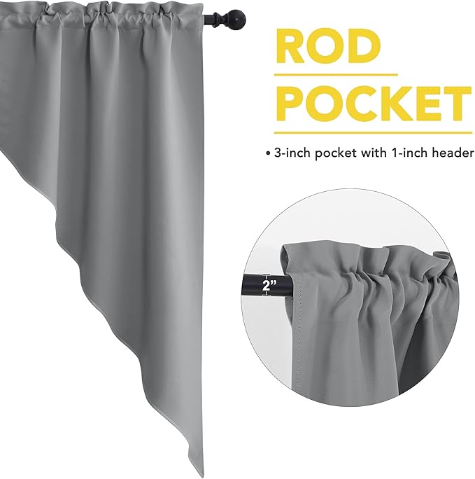 NICETOWN Swag Curtains for Kitchen, Home Fashion Rod Pocket Blackout Short Window Tiers Energy Efficient Drapes for Basement, 36W x 63L per Panel, 1 Pair, Sliver Grey