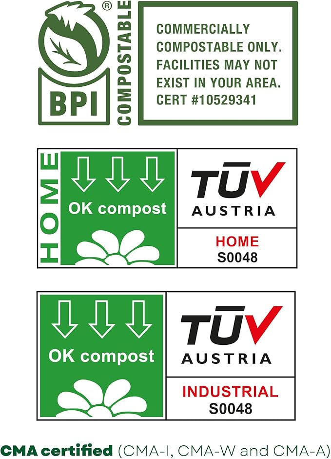 bioMat 64 Gallon Compostable Compost Liners, 10 Count, BPI ASTM D6400 Certified Large Compost Bags for Gargabe Bin