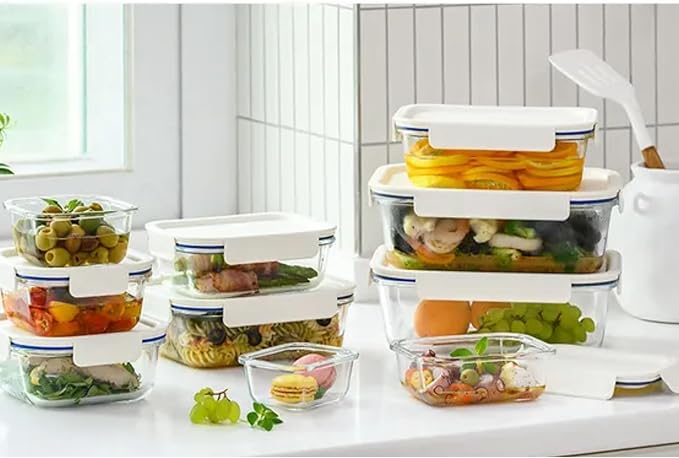 LocknLock LNG428S4W The Clear Heat-Resistant Borosilicate Glass Food Storage Set, 8-Piece (4 Containers + 4 Lids)