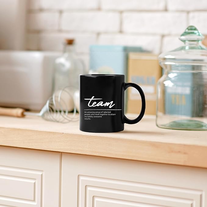 QUICQOD Team Gifts for Employees,Team Definition Ceramic Mug,Employee Appreciation Gifts for Coworkers Colleague Boss,Thank You Gifts Thanksgiving Birthday Christmas Black Coffee Mug,11 Oz