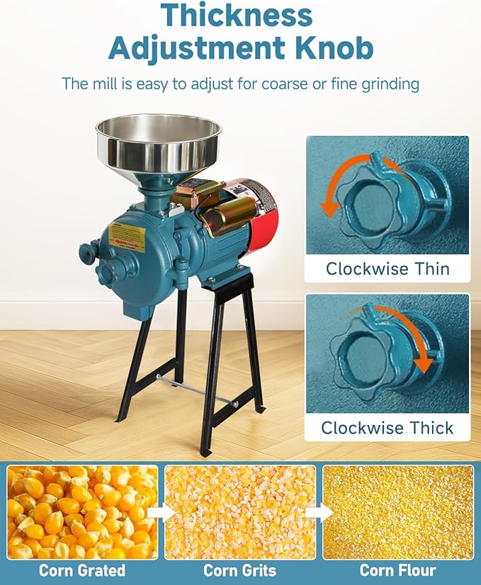 NAIZEA Electric Grain Grinder Mill, 3000W 110V Commercial Spice Wheat Grinders, Flour Corn Mills w/Funnel,Corn Grinders Machine for Corn, Wheat, Rice, Cereals(Dry Cereals Grinder)