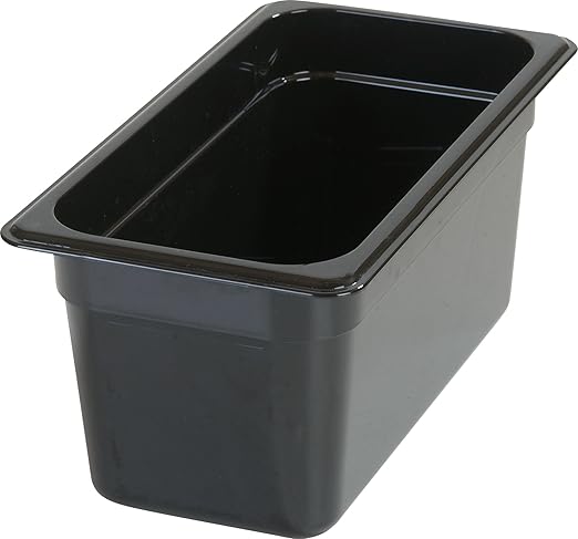 Carlisle FoodService Products Storplus Food Pan, Storage Container with Spoonable Corners for Catering, Buffets, Restaurants, Polycarbonate (Pc), 1/3 Size 6 Inches Deep, Black