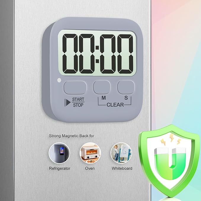 Antonki 2 Pack Digital Timer for Kids, Magnetic Countdown Kitchen Timers for Cooking, Egg, Classroom, Teacher, Exercise, Study, Oven - Battery Included
