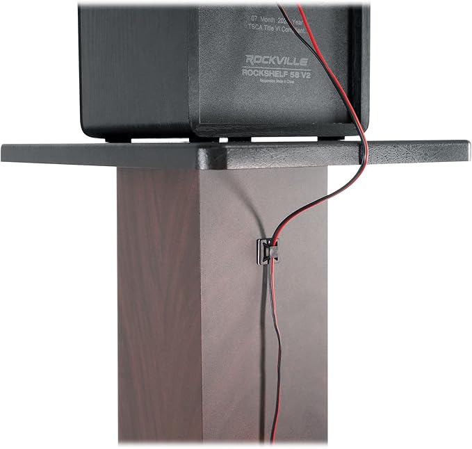 Rockville SS36D Pair 36" Home Speaker Stands, 100Lb Capacity, Fixed Height, Cable Management, Wide Stable Base, Premium Dark Wood Grain, for Home Theater and Hi-Fi Audio