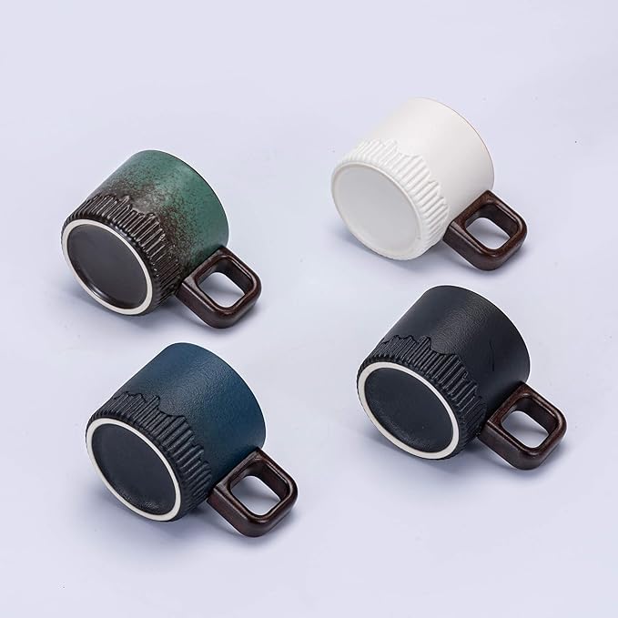 Espresso Cups Set of 2, 2 oz Ceramic Espresso Cups, Demitasse Cups for Tea or Coffee (Yellow)