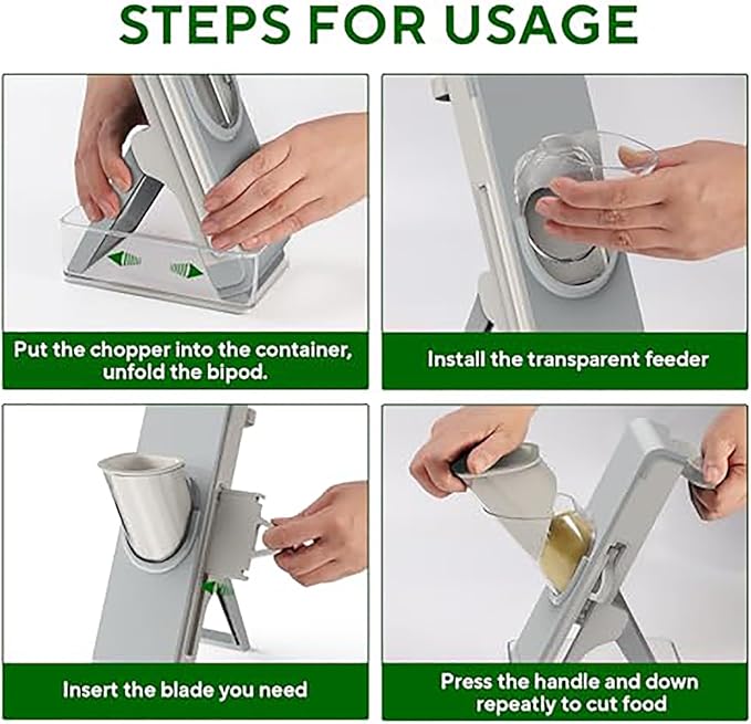 Eletronova Safe Mandoline Food Slicer, Vegetable Slicer for Kitchen, Mandoline Potato Slicer，Kitchen Food Slicer, 4in1 & Thickness Adjuster Multifunctional Chopper Vegetable Cutter for Fast Meal