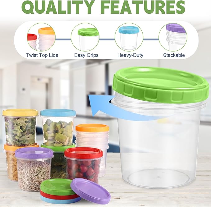 32 oz Plastic Containers with Lids, 12 Pack Stackable Freezer Soup Container, Reusable Clear Food Storage Meal Prep Containers for Snack Fruit, Microwave & Dishwasher Safe, with Pen & Brush